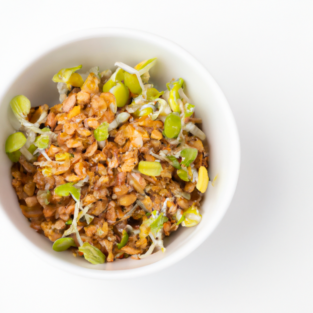 Close-up of a vibrant bowl with herbs and grains